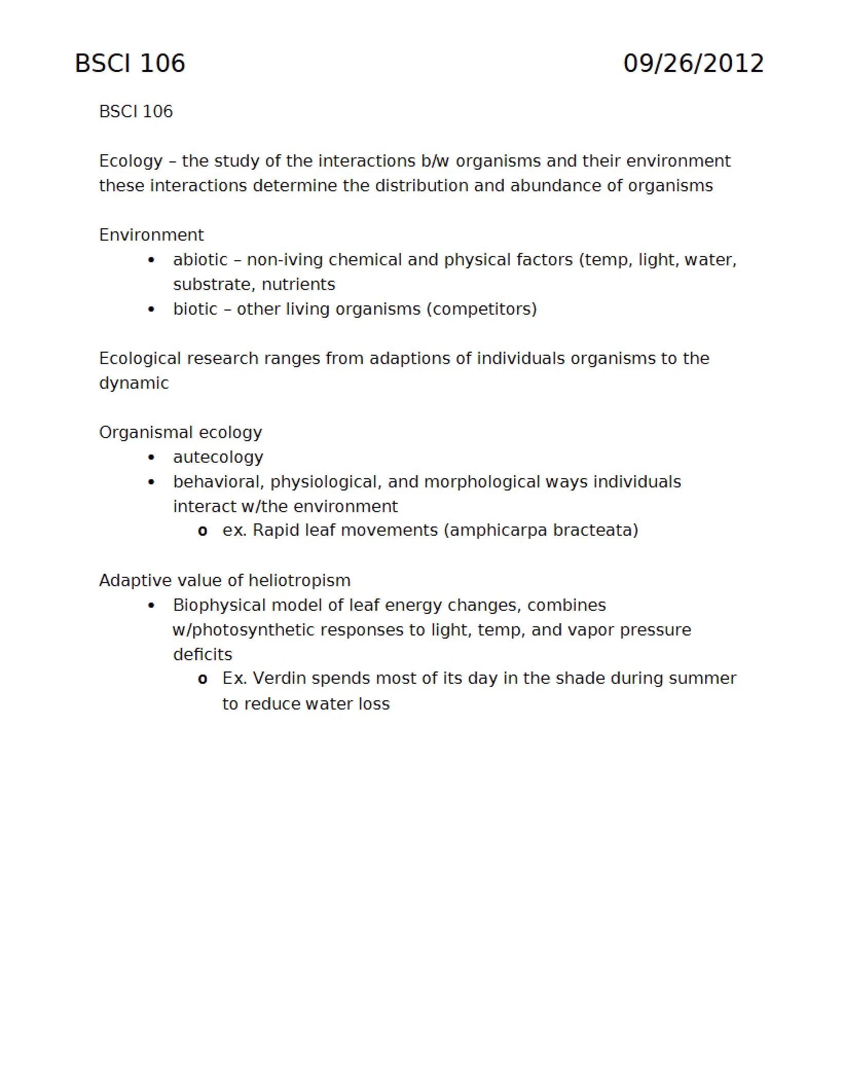 Ecology Overview