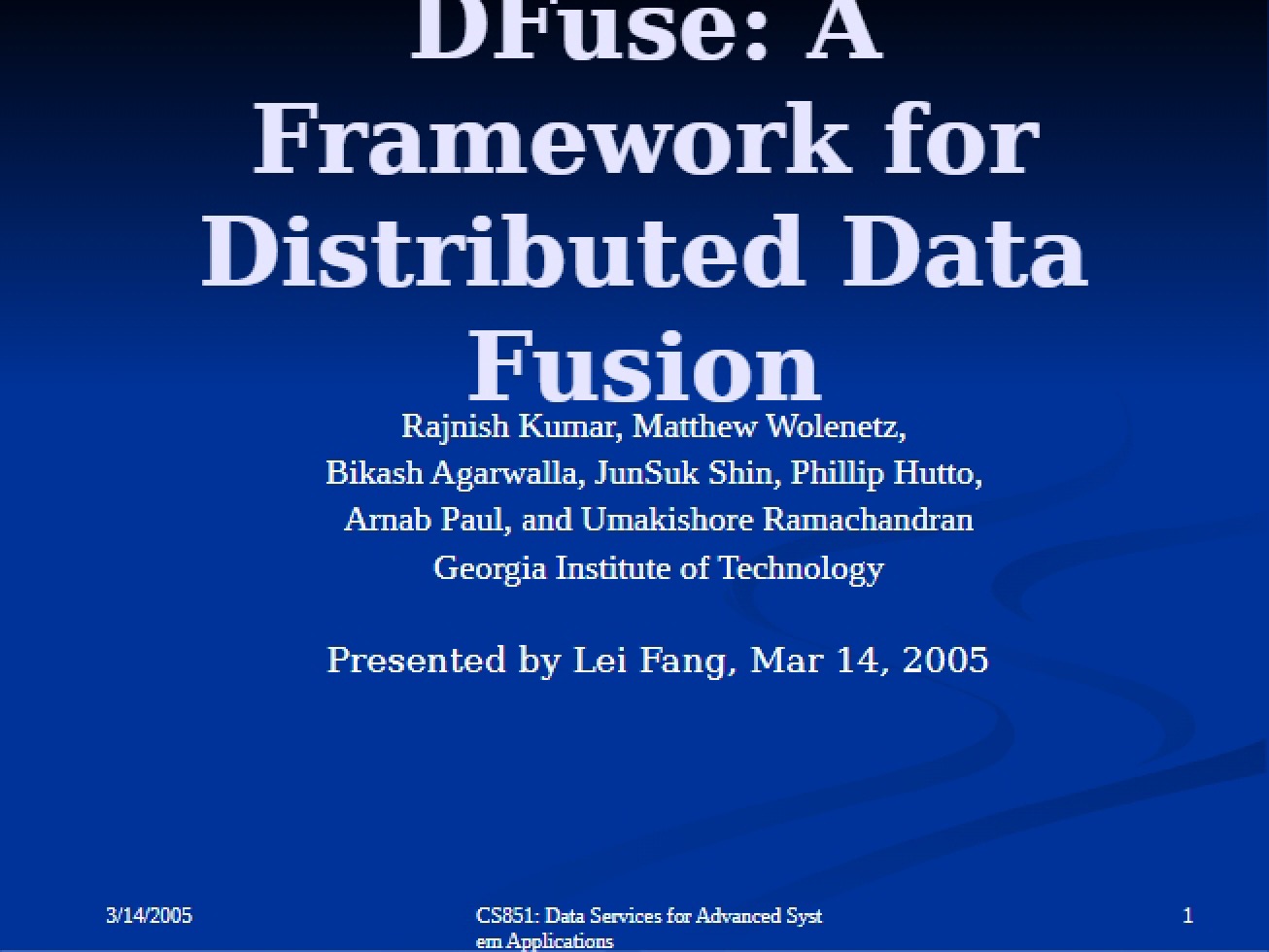 DFuse Distributed Data Fusion Framework