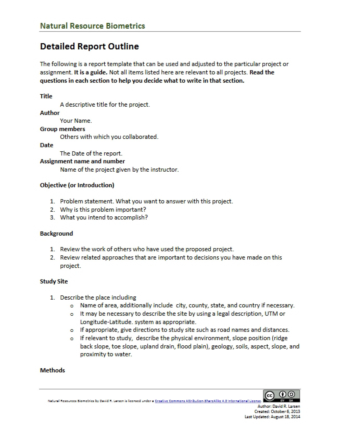 Outline for Detailed Report