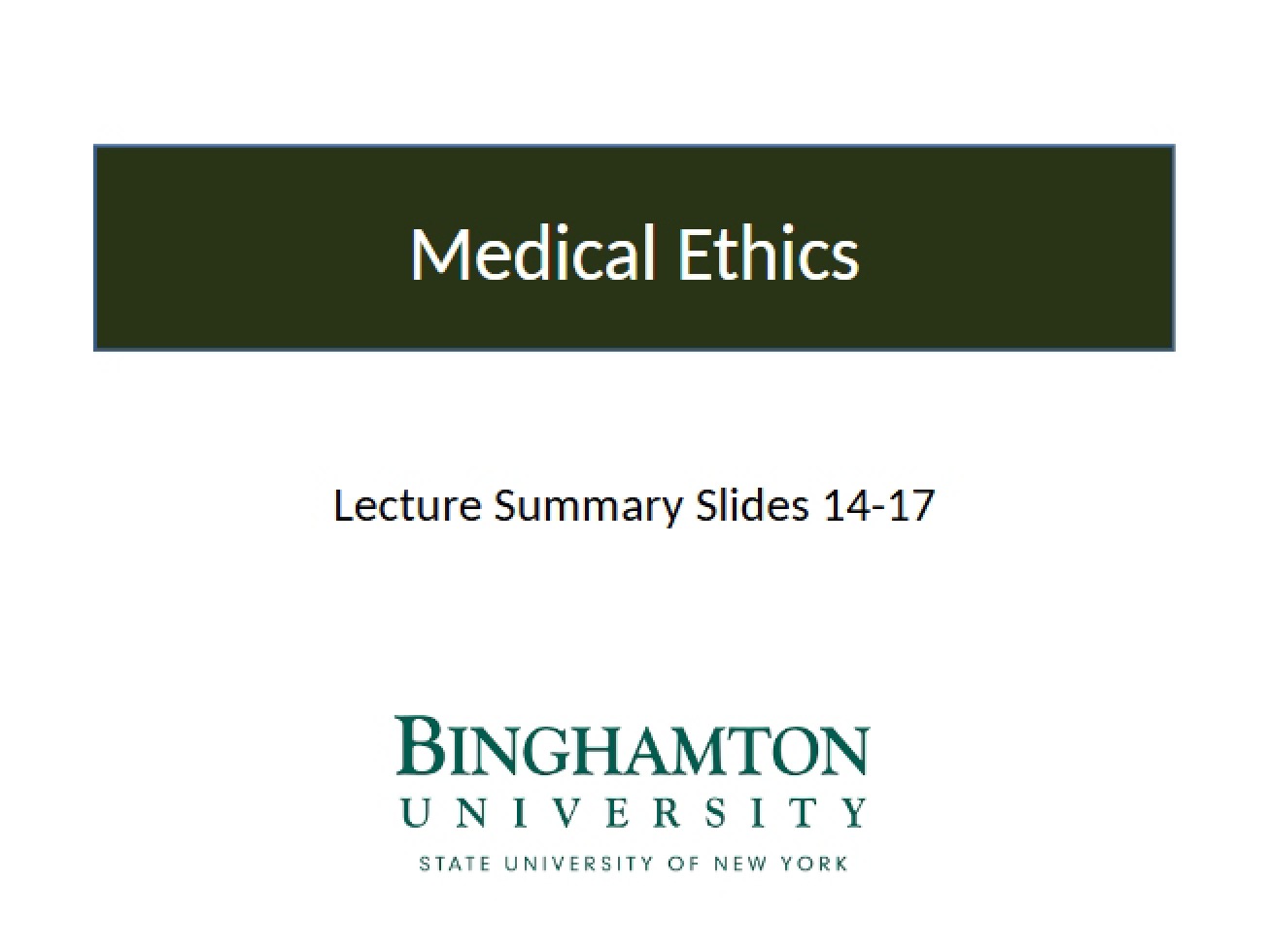 General Overview of Medical Ethics