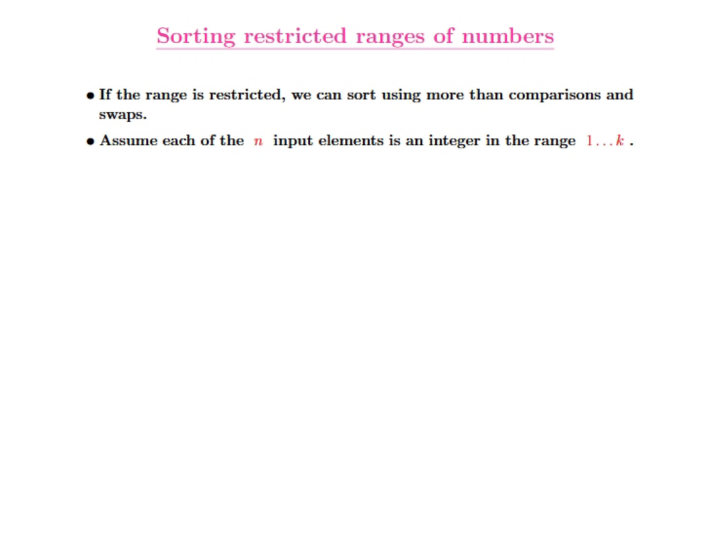 Restricted Range Number Sorting