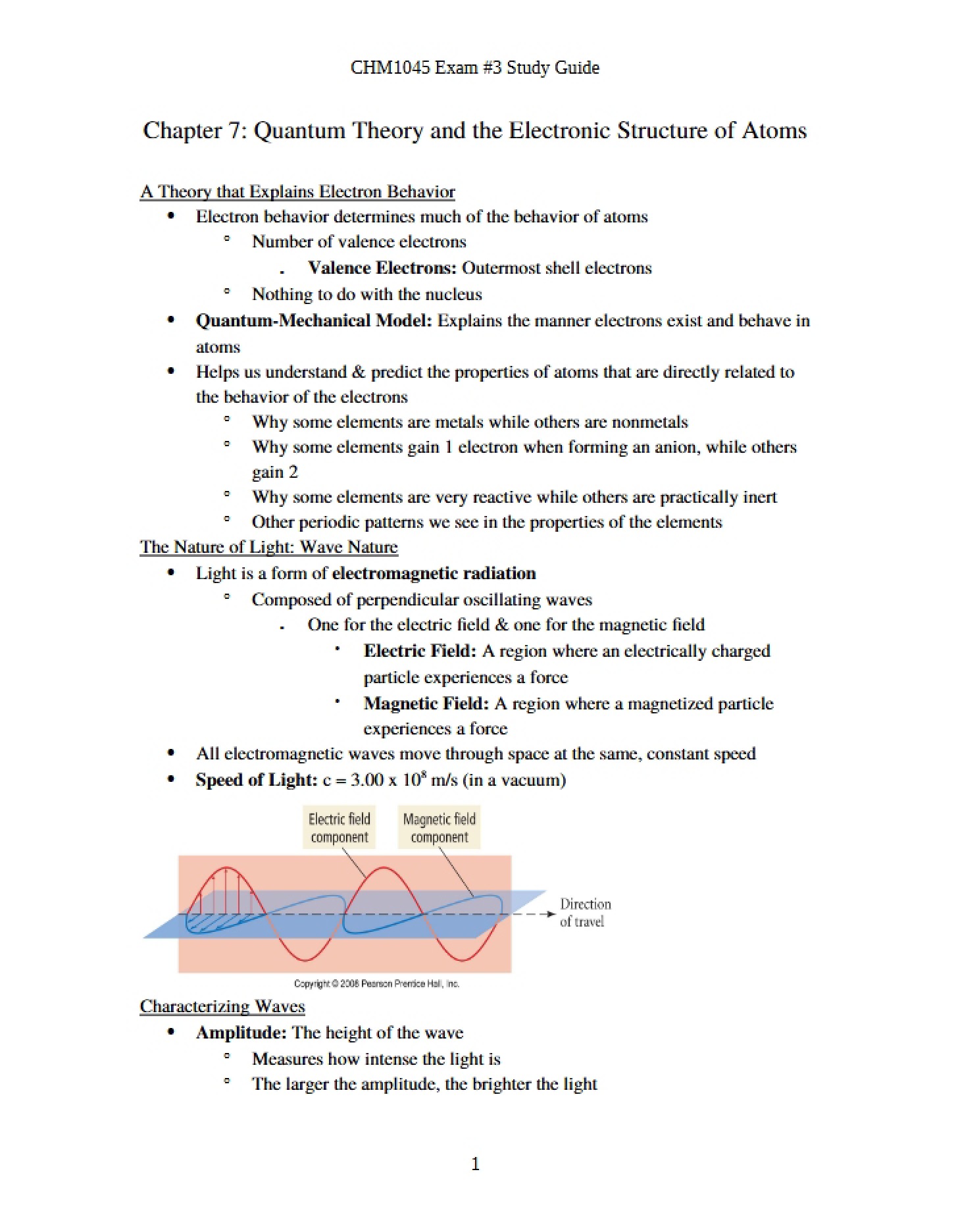 Electronic Structure of Atoms and Quantum Theory (Chapter 7)
