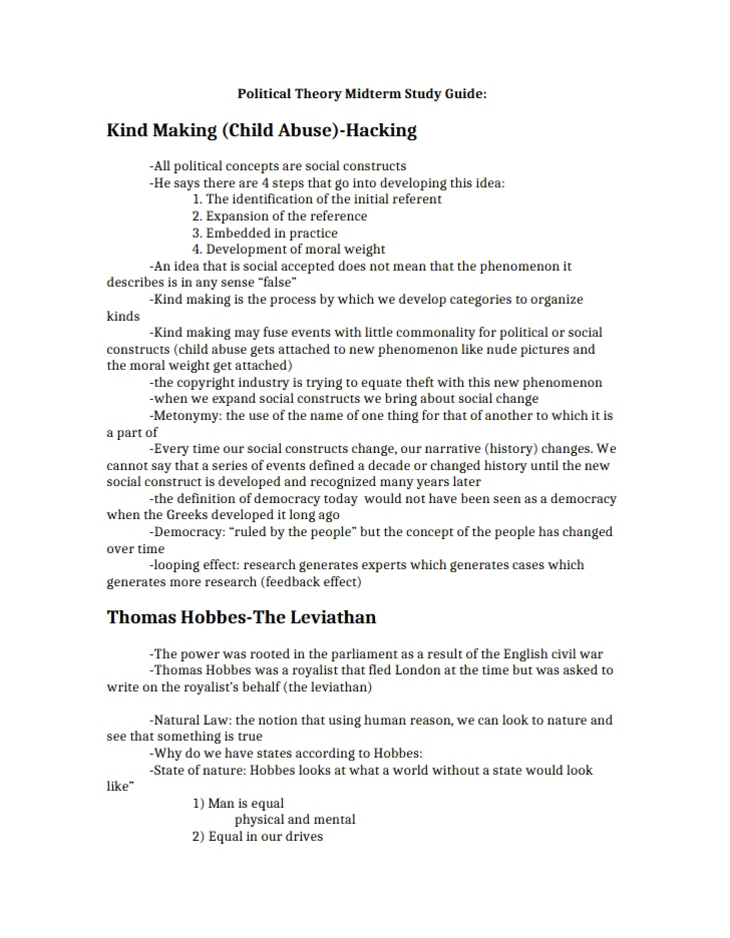 Guide for Midterm Study