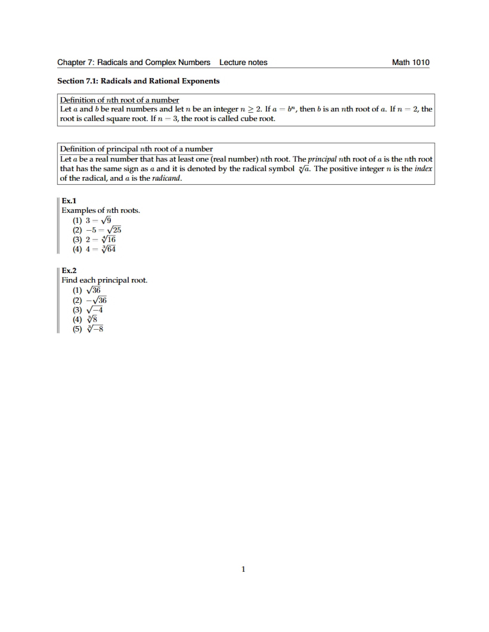 Intermediate Algebra Notes