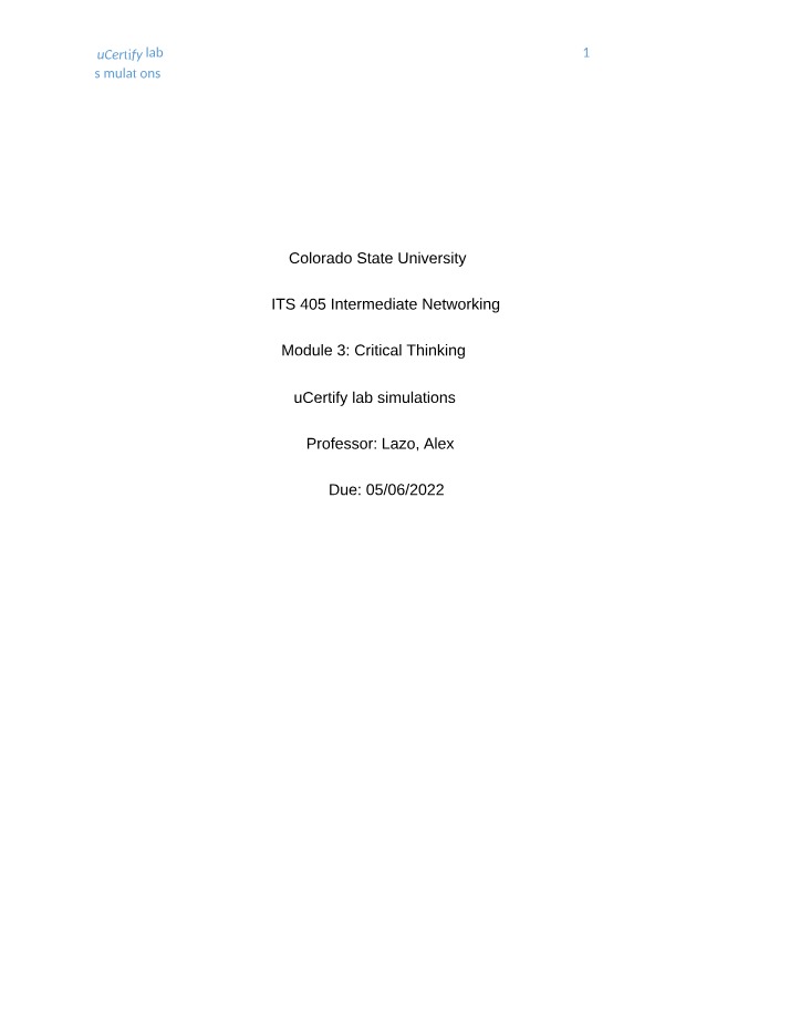 ITS405 Critical Thinking Assignment 3