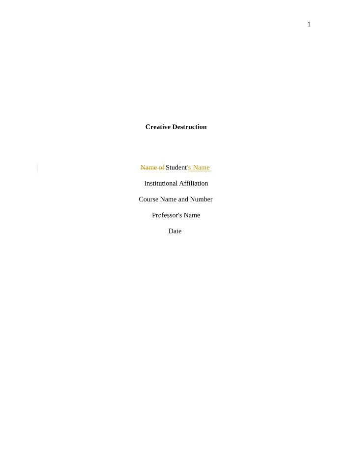 Analysis of Creative Destruction