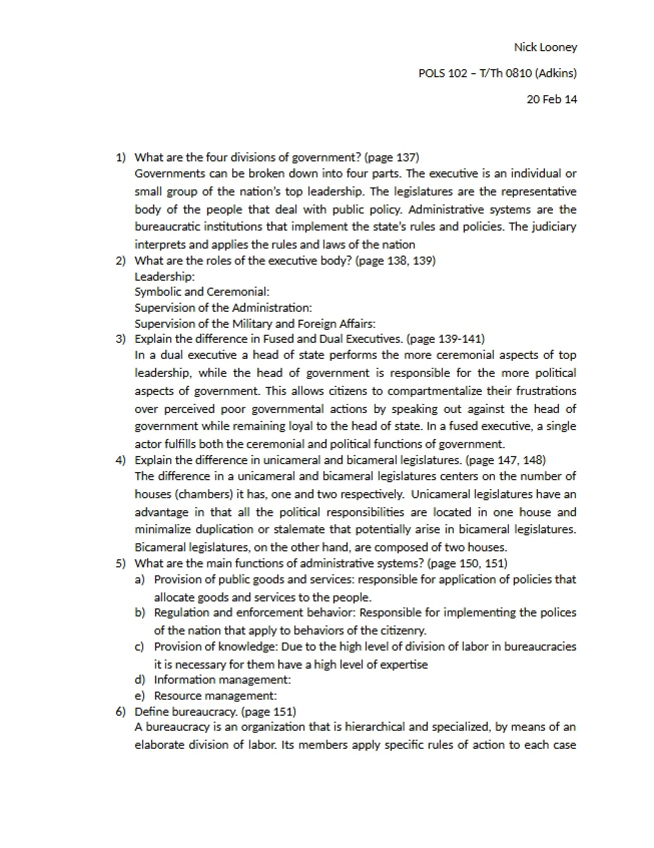 Chapter Six Study Guide