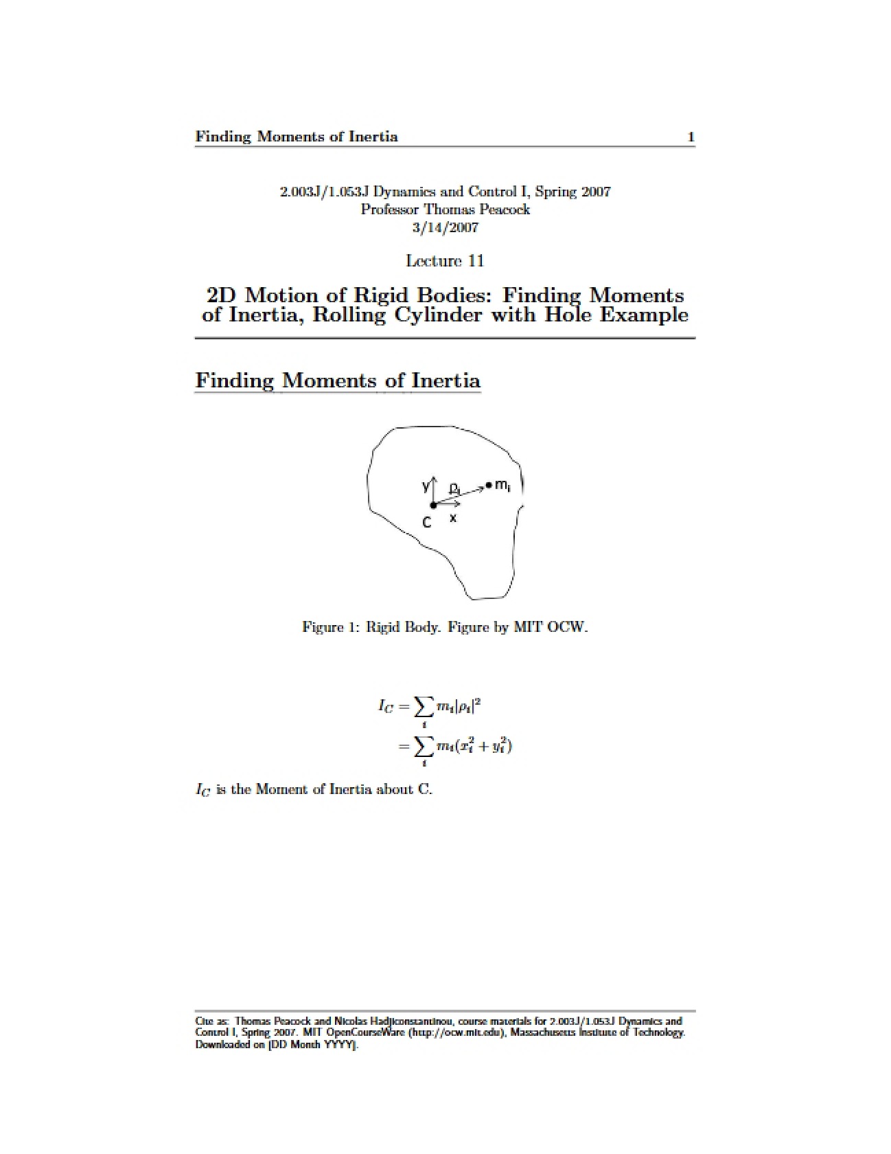 Inertia Moments Calculation