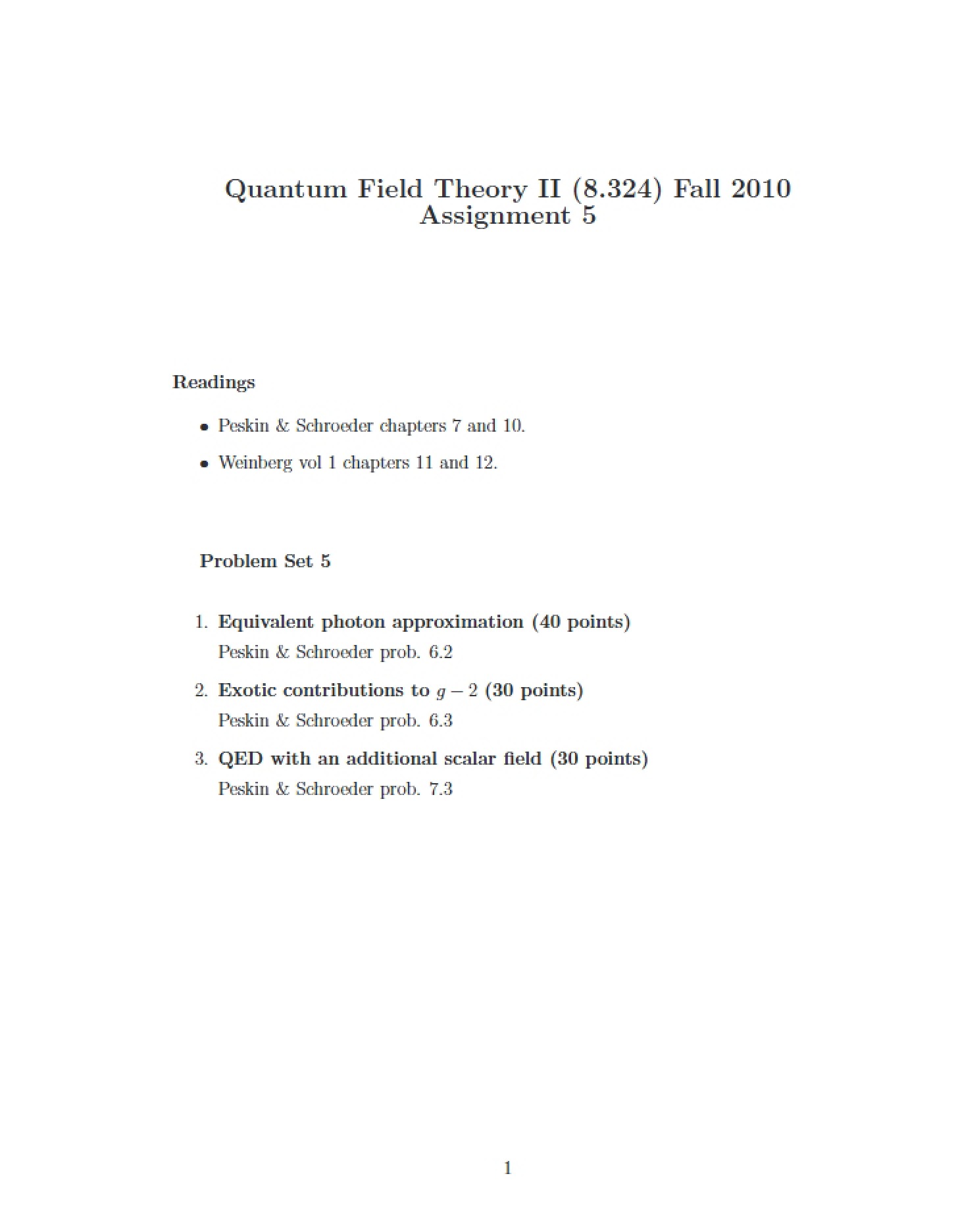 Assignment 5 Quantum Field Theory II