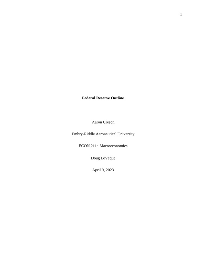 Outline of the Federal Reserve
