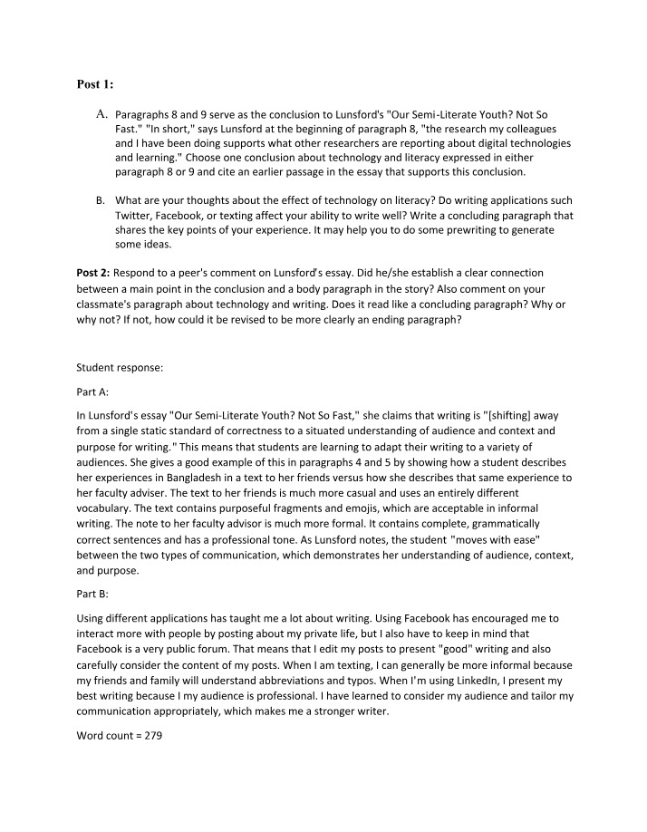 Insights on the Impact of Technology on Writing