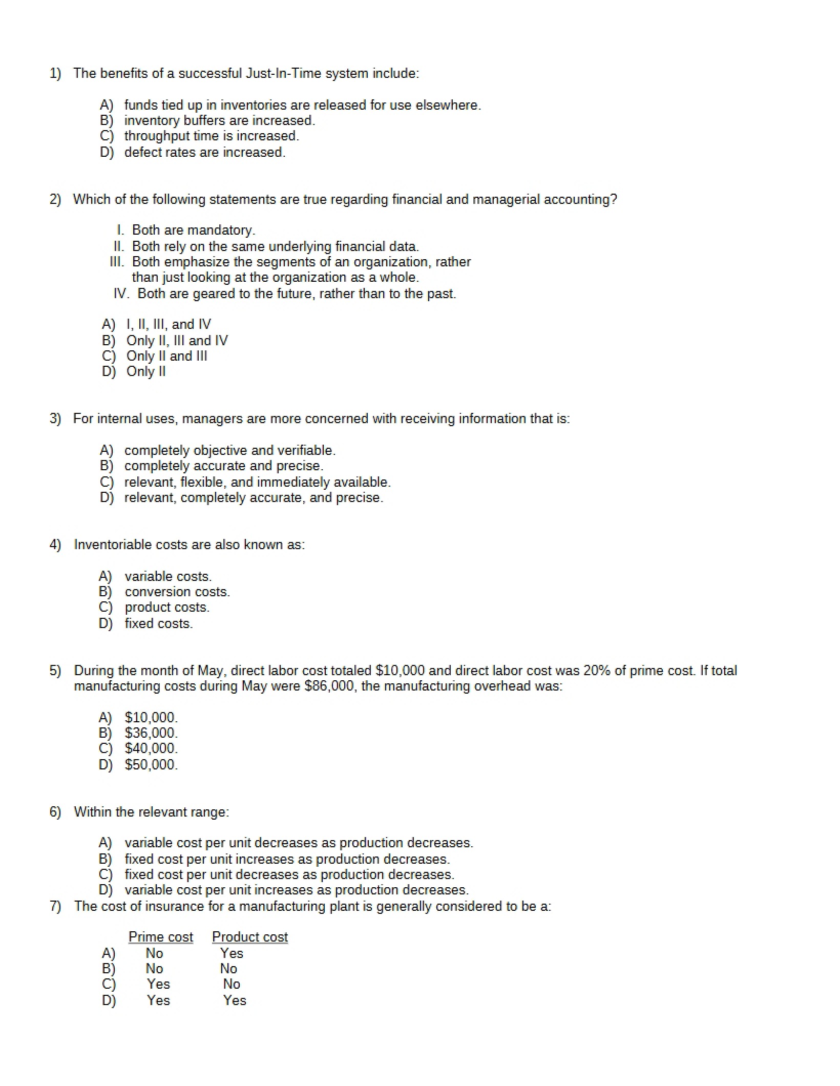 Practice Set for Exam 1