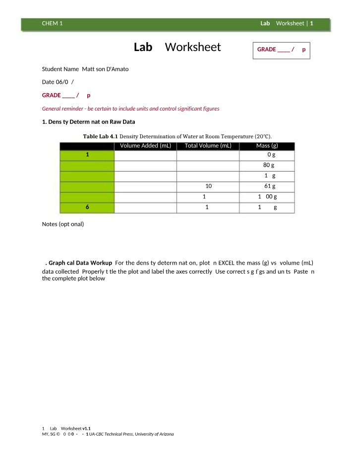 Worksheet for Lab 4