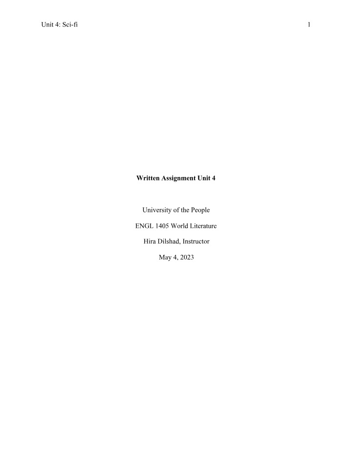 Unit 4 Written Assignment - Meat Lifeforms Found