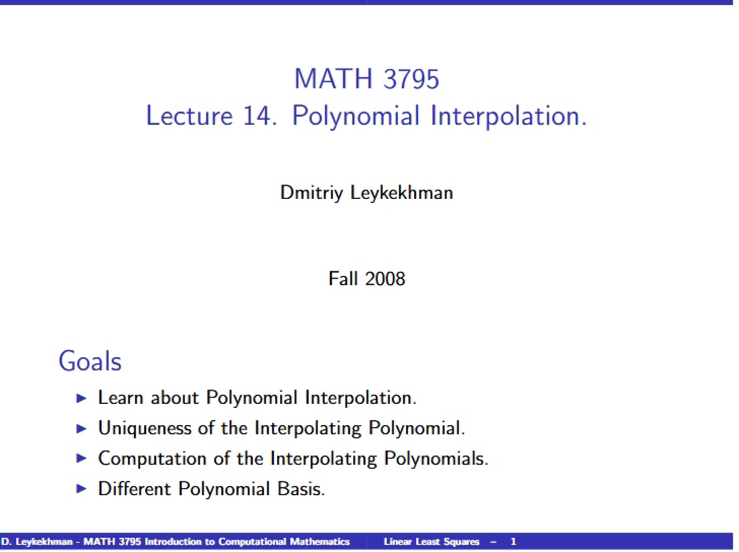 Interpolation of Polynomials