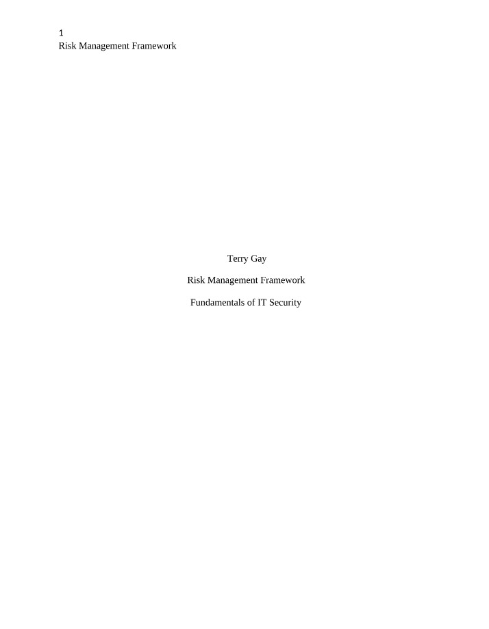Risk Management Framework Draft