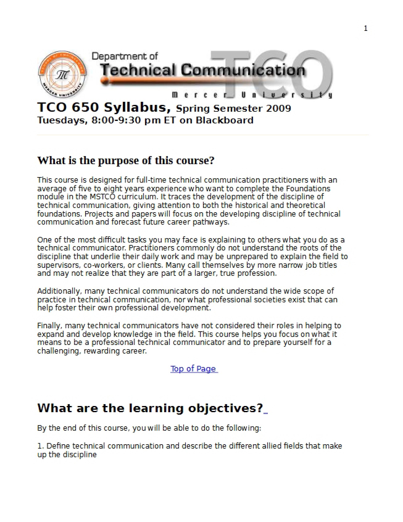 Technical Communication History and Theory Syllabus