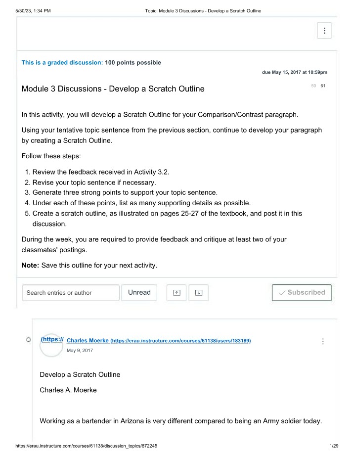 Developing a Scratch Outline - Module 3 Discussion