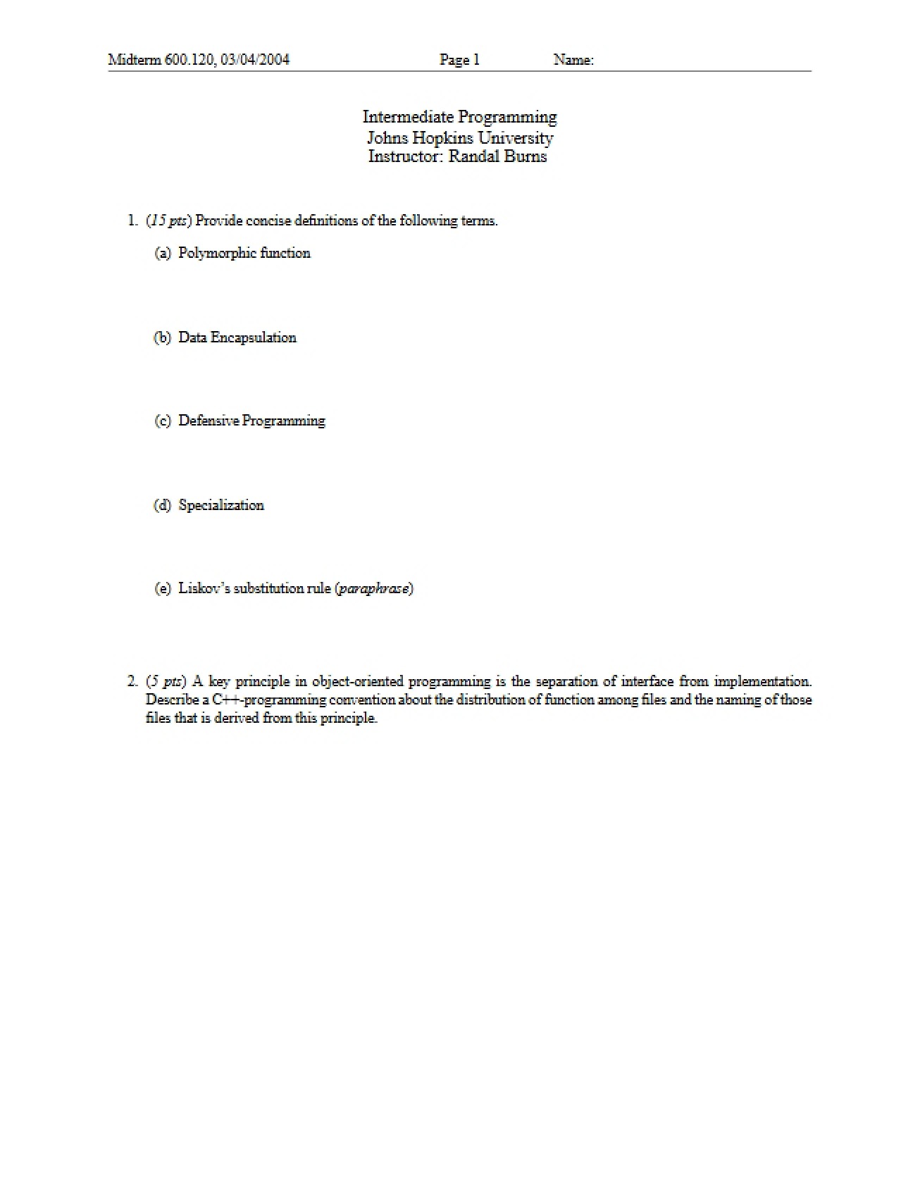 Intermediate Programming Midterm