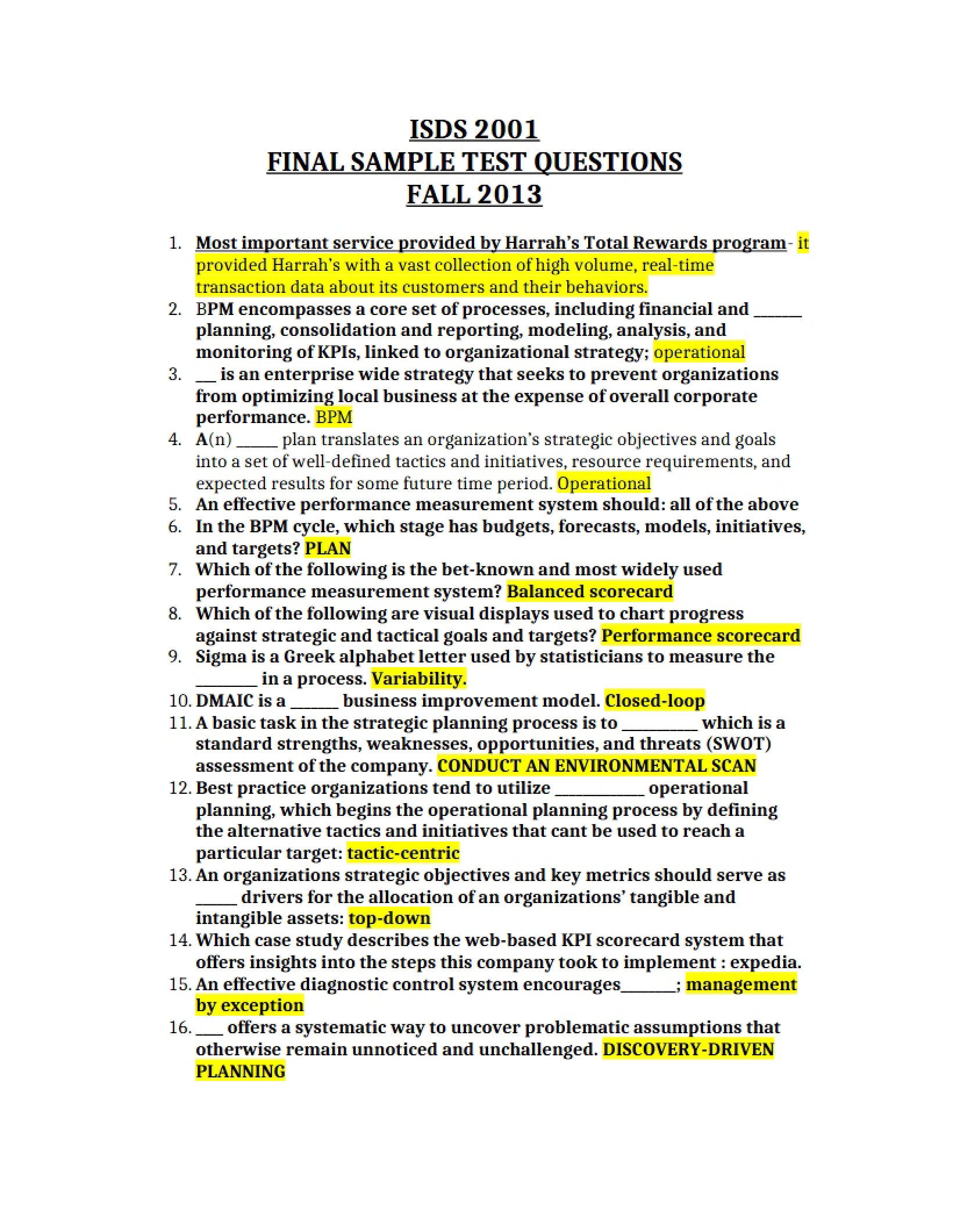 Sample Final Questions 2
