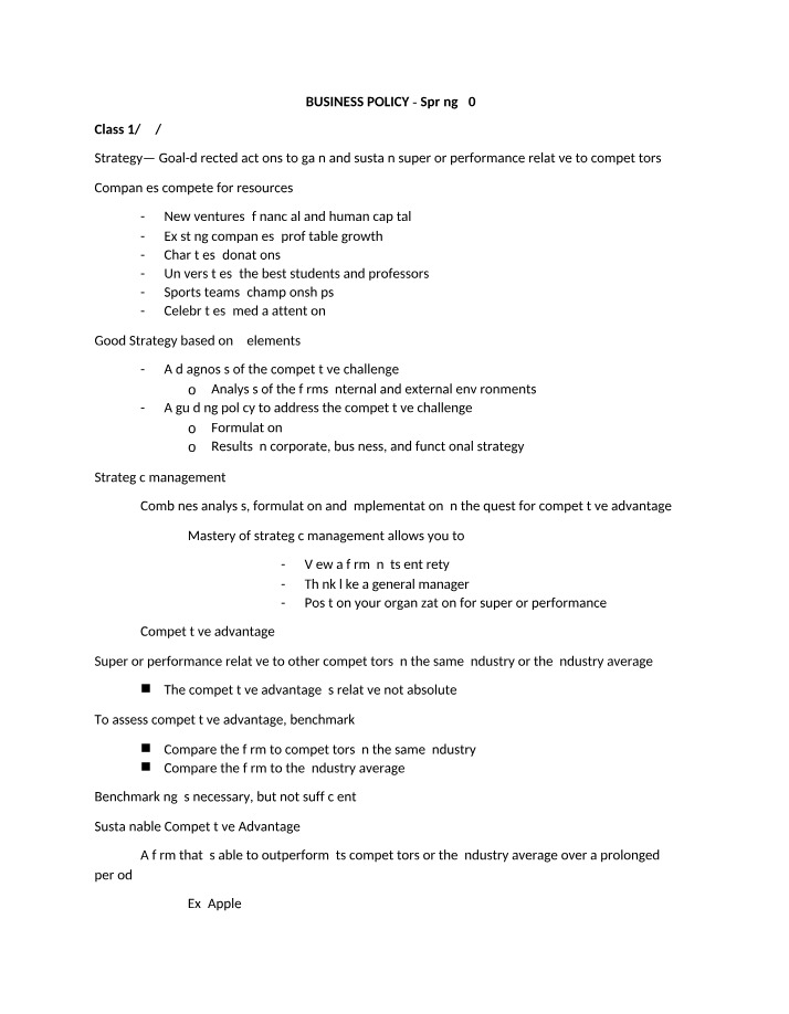 Business Policy Overview