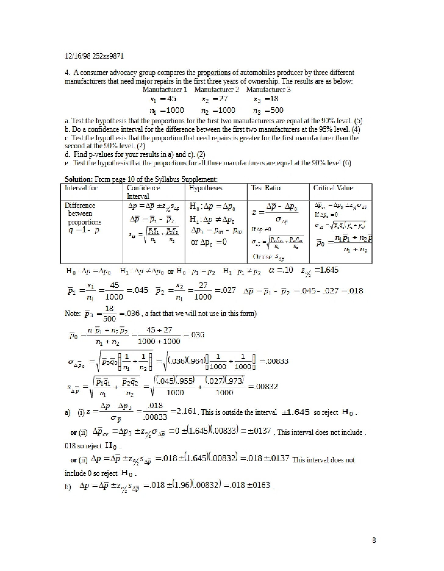 Final Examination ECO 252