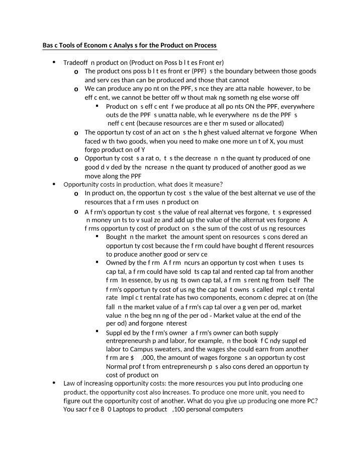 Production Possibilities Frontier and Opportunity