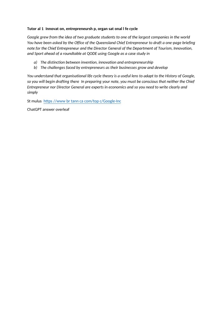 Case Study - Google Innovation, Entrepreneurship, and Business Growth