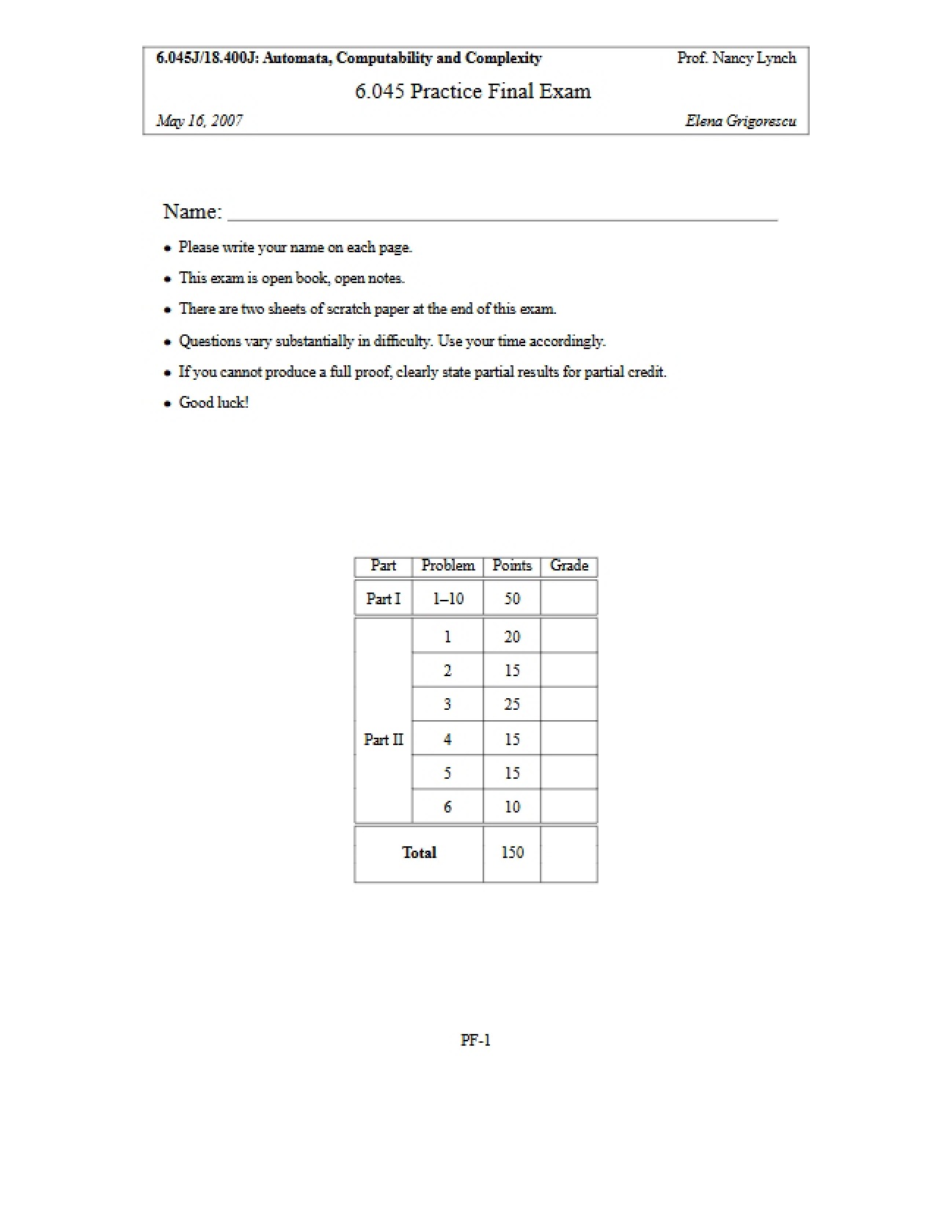 Mock Final Assessment