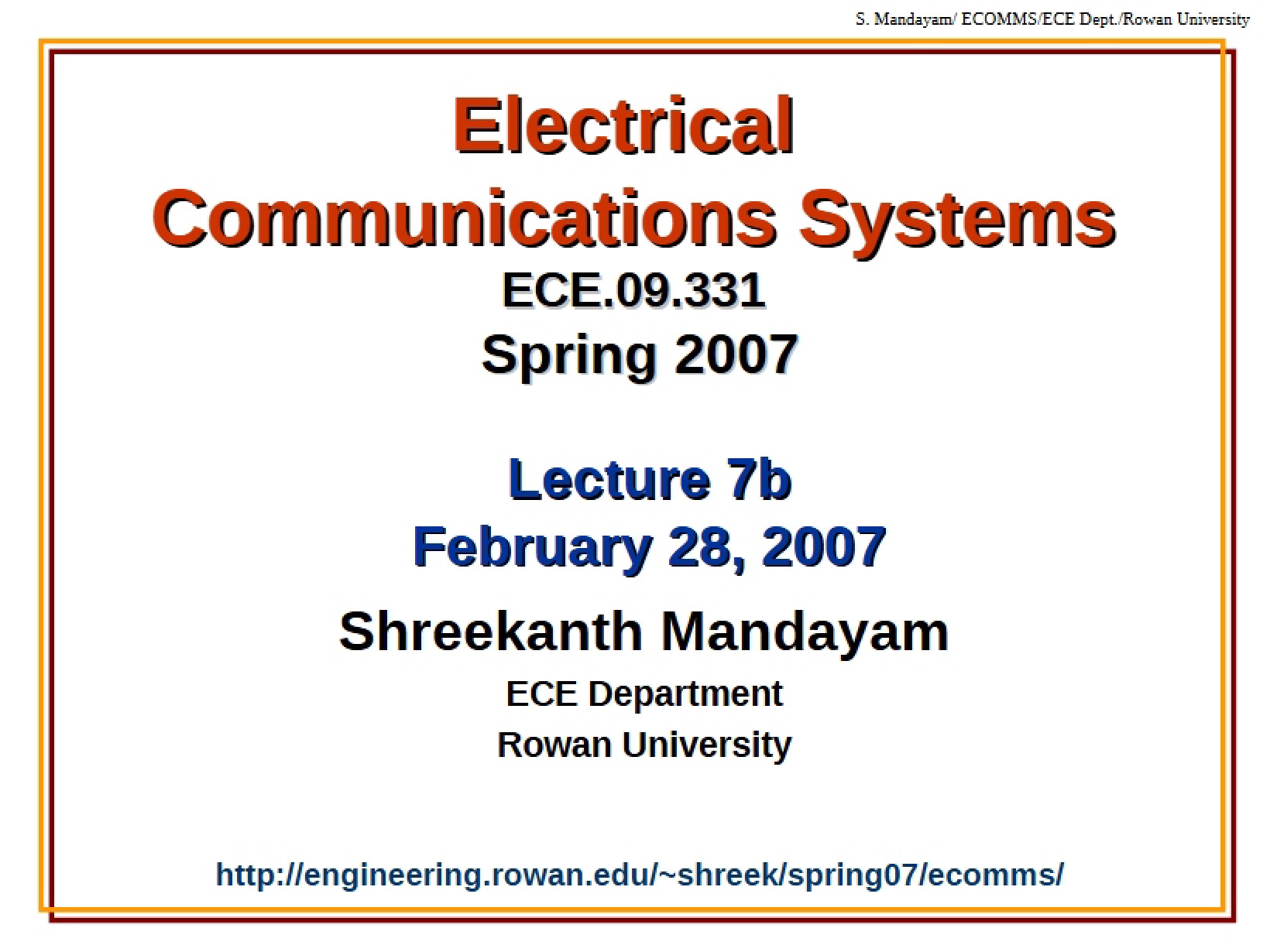 Lecture Visuals Electrical Comms