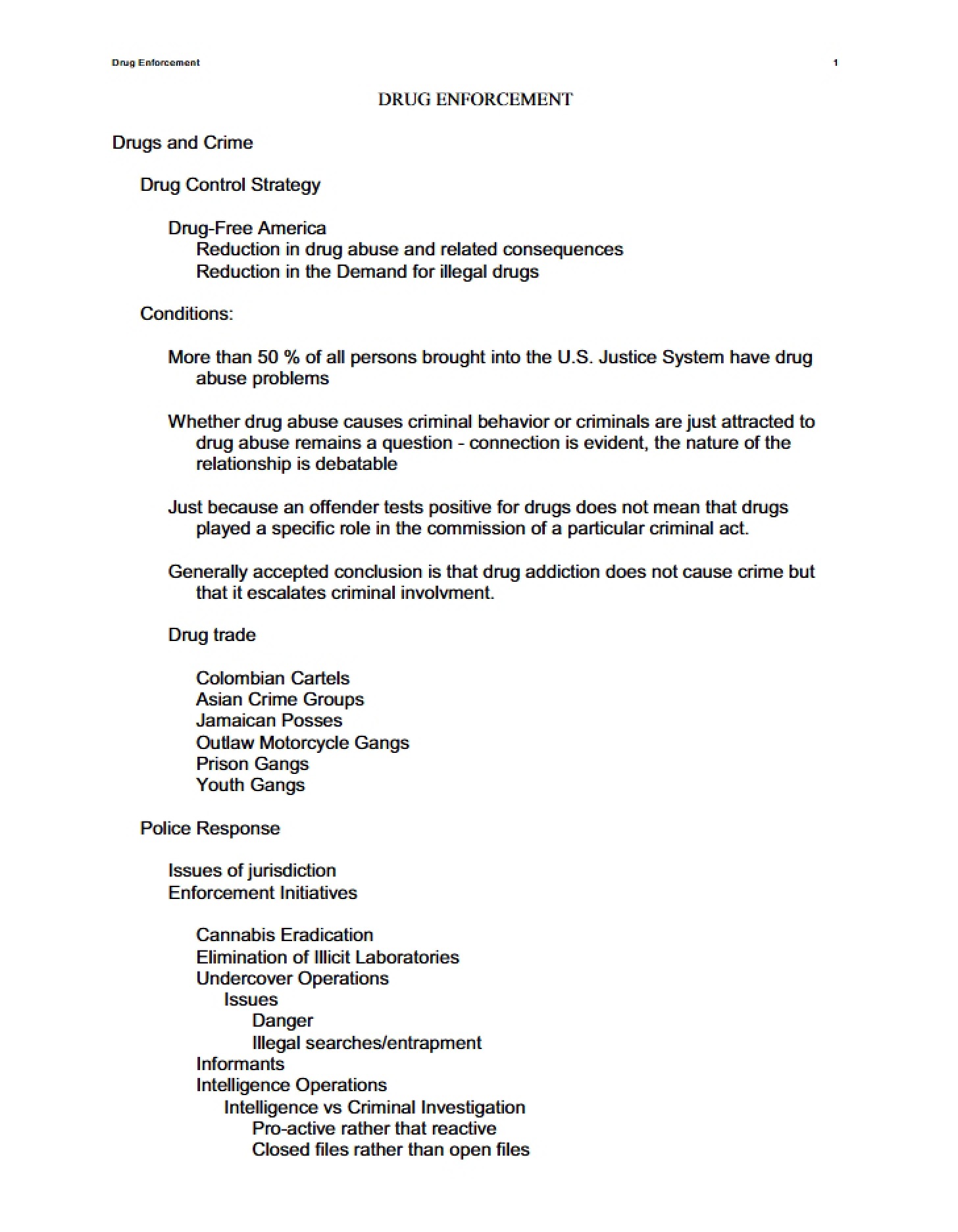 Enforcement of Drug Laws