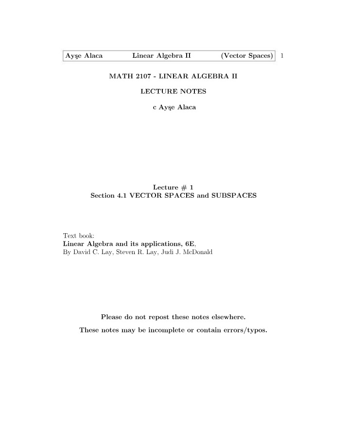MATH2107 - Section 4.1 Notes (Winter 2022)