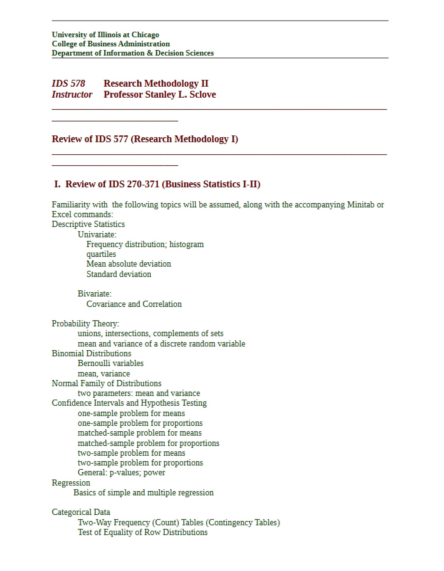 Methods for Research II