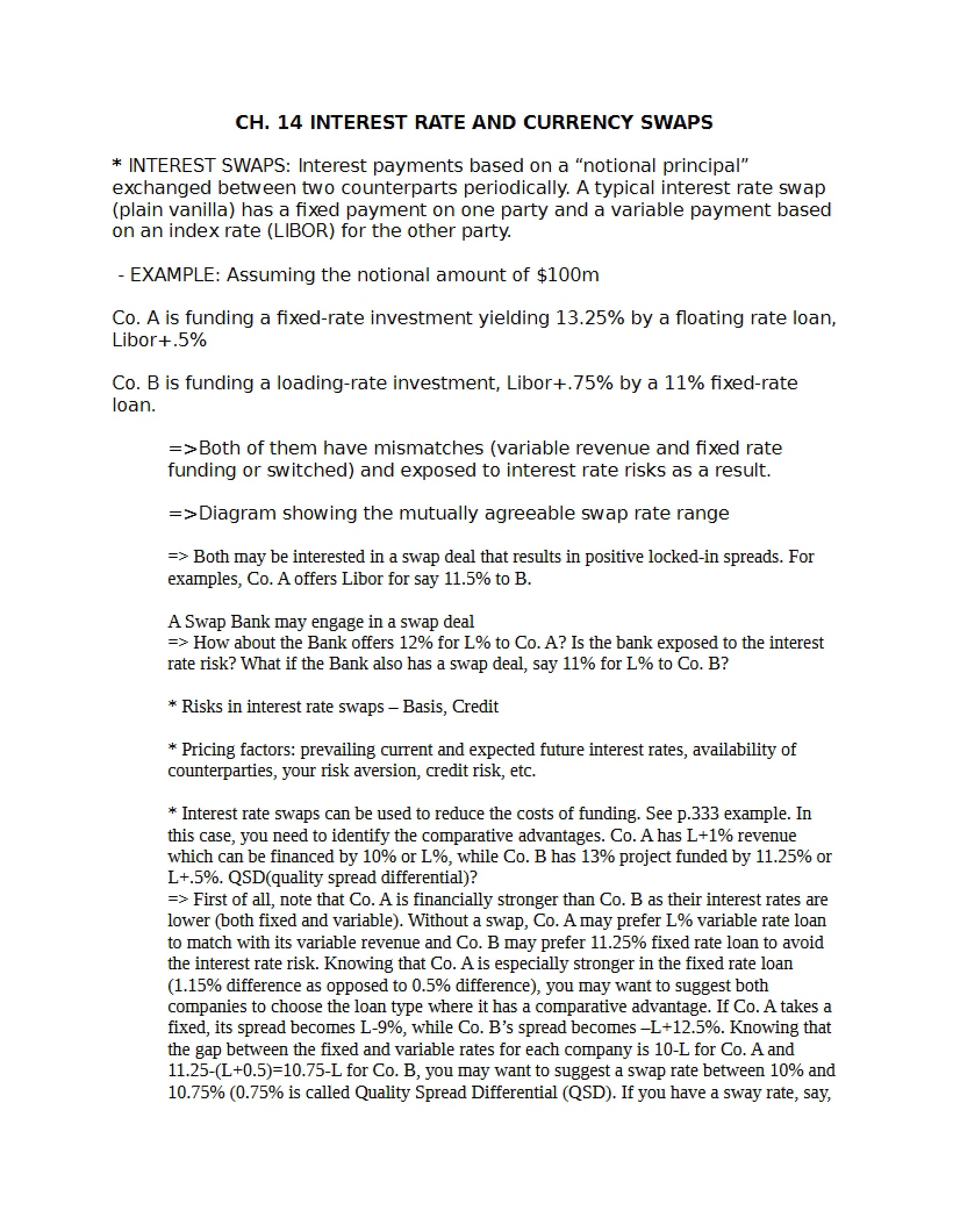 Currency and Interest Rate Swaps
