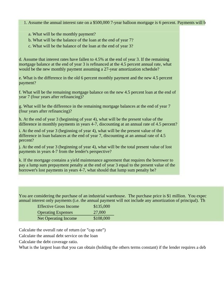 Commercial Excel Calculations Template