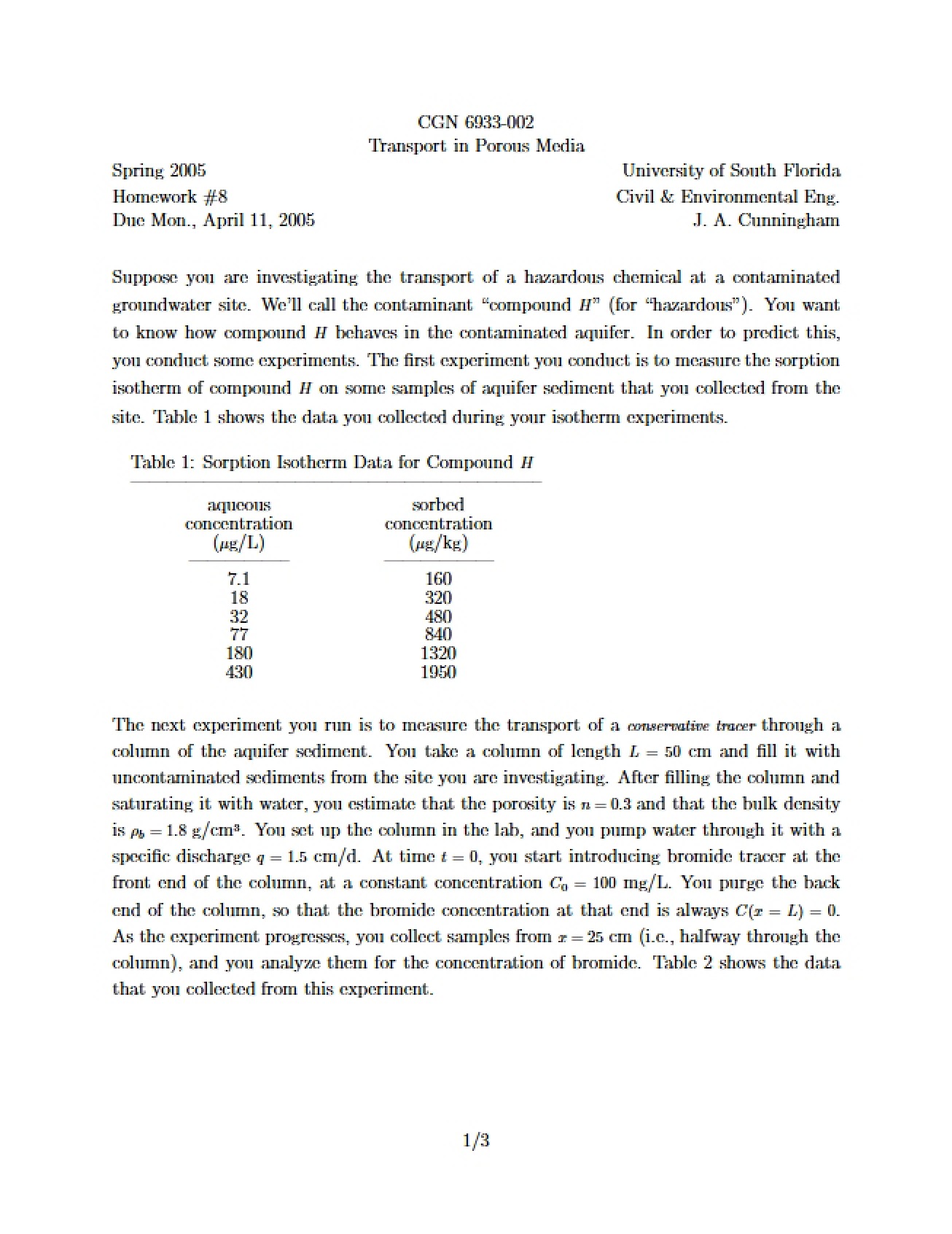 Homework Eight for CGN 6933