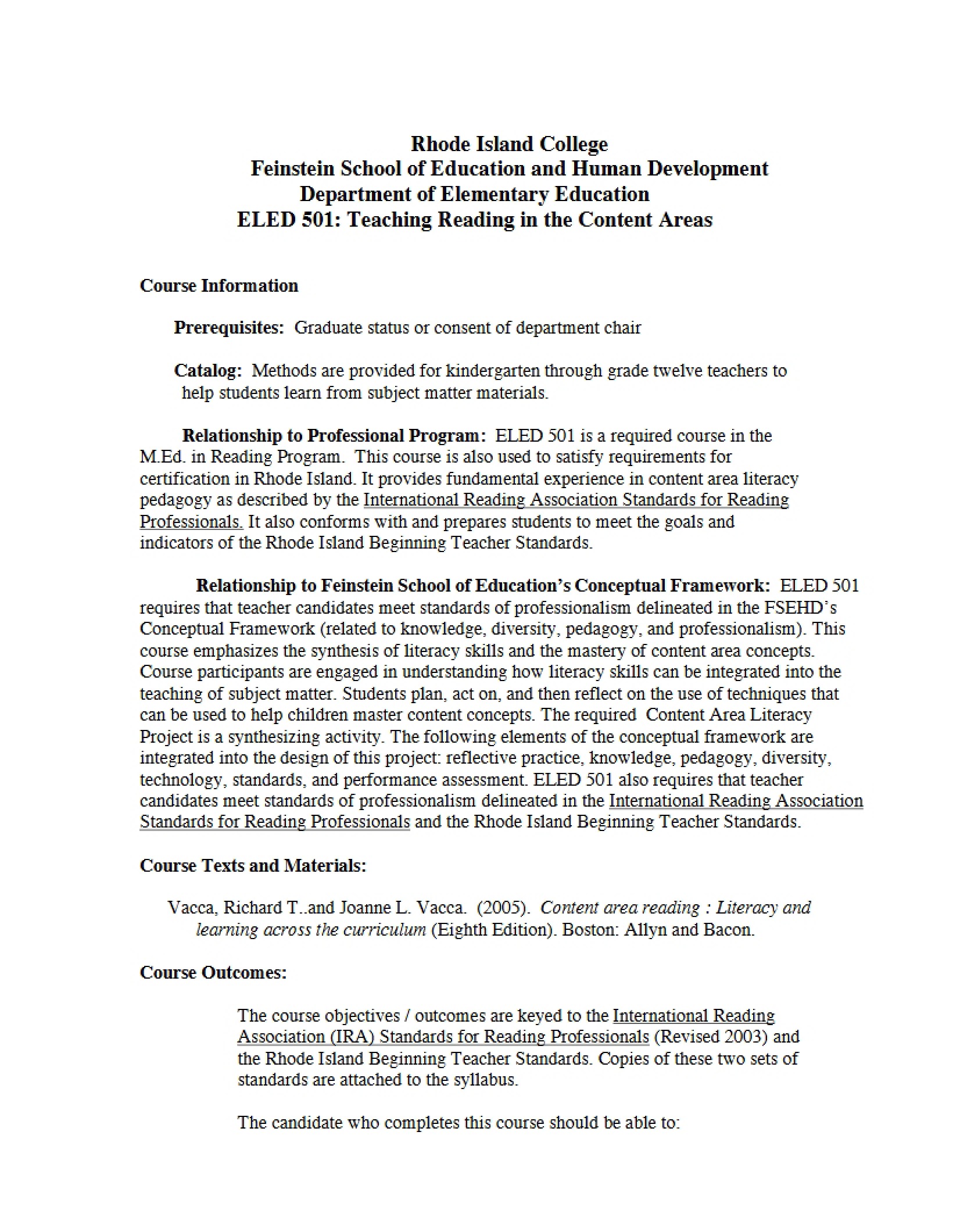 Content Area Reading Notes
