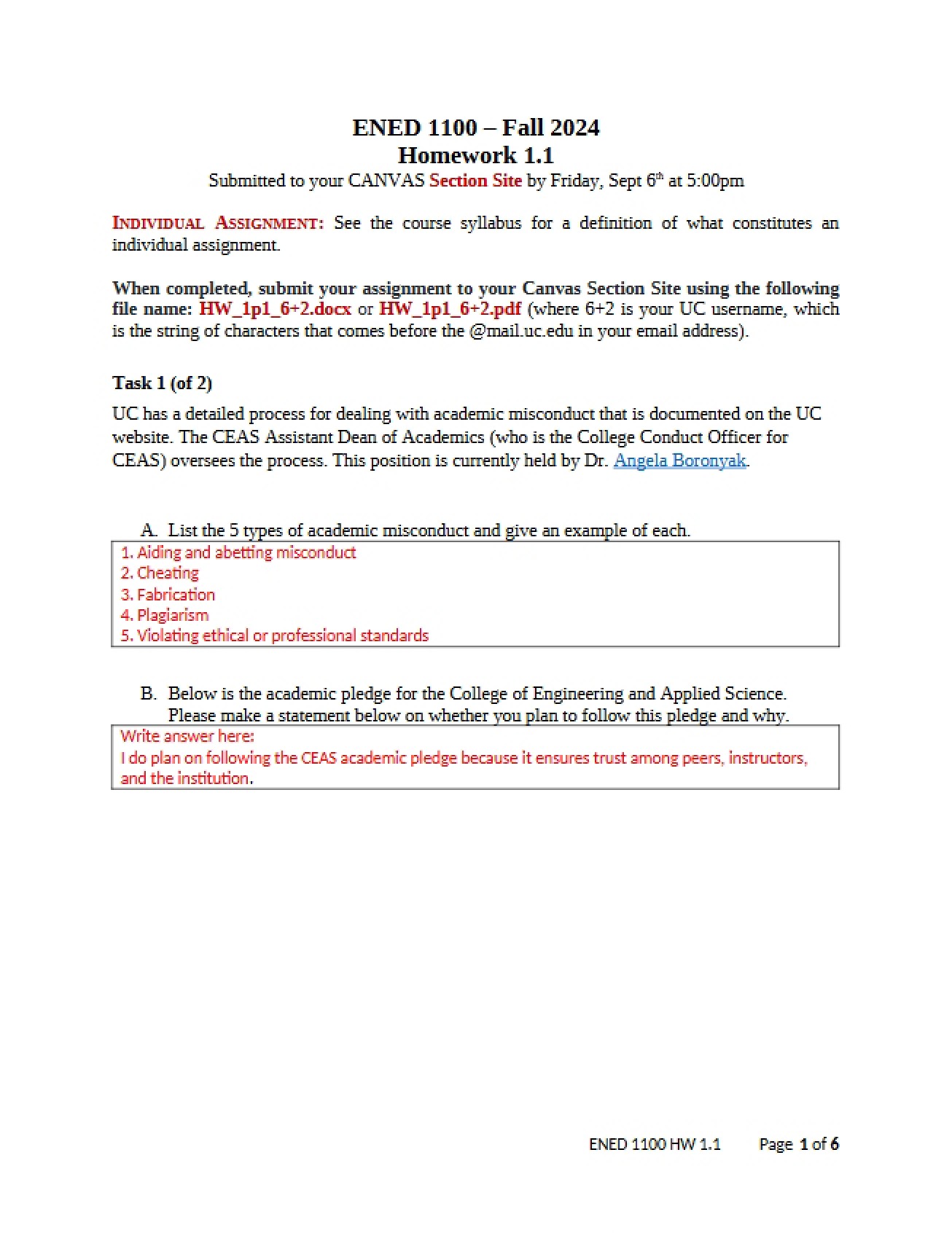 First Homework, Part One