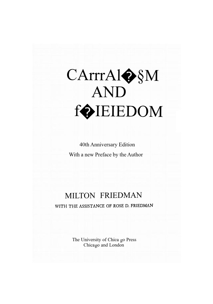 Capitalism and Freedom by Milton Friedman