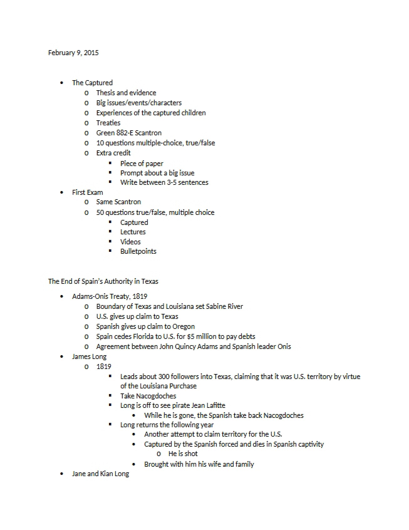 In-depth Notes for a History of Texas Course - HIST 226