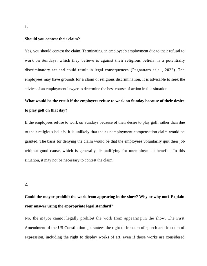 Contesting a Claim of Religious Discrimination in Employment