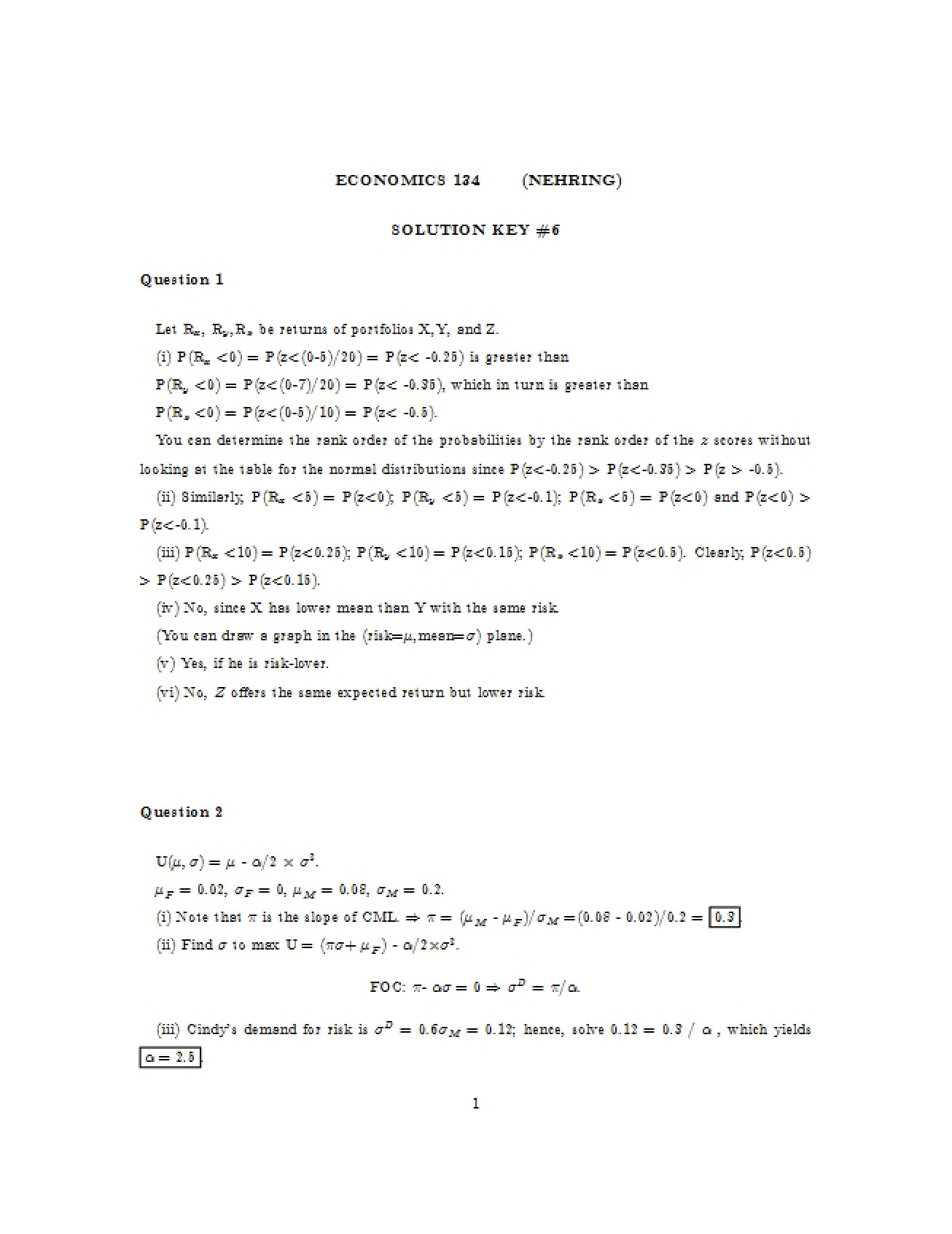 Financial Economics Notes