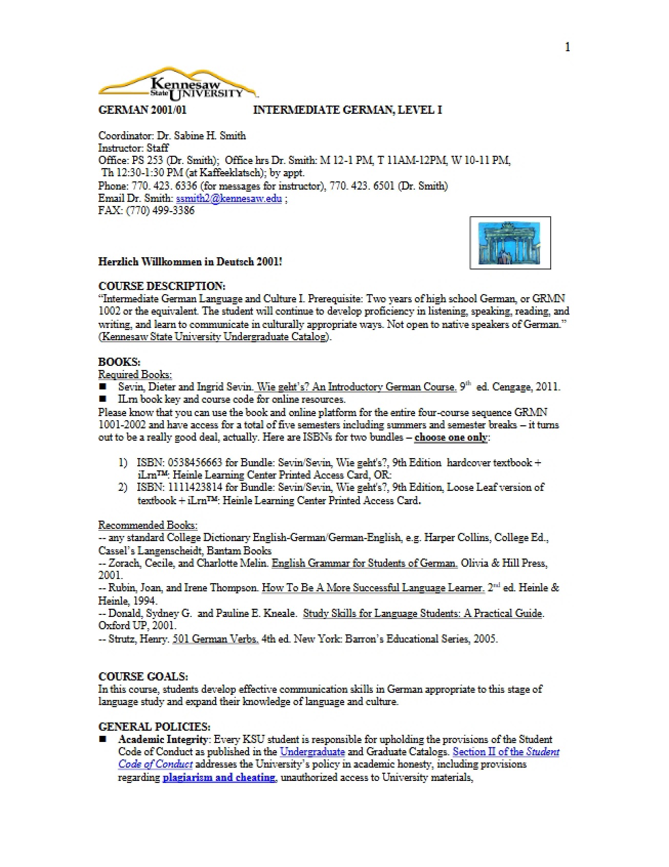 GRMN 2001 Academic Plan