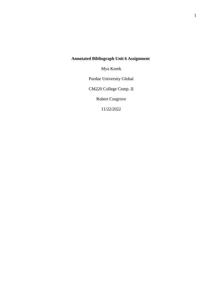 Improving Food Security for Low-Income Families - Annotated Bibliography