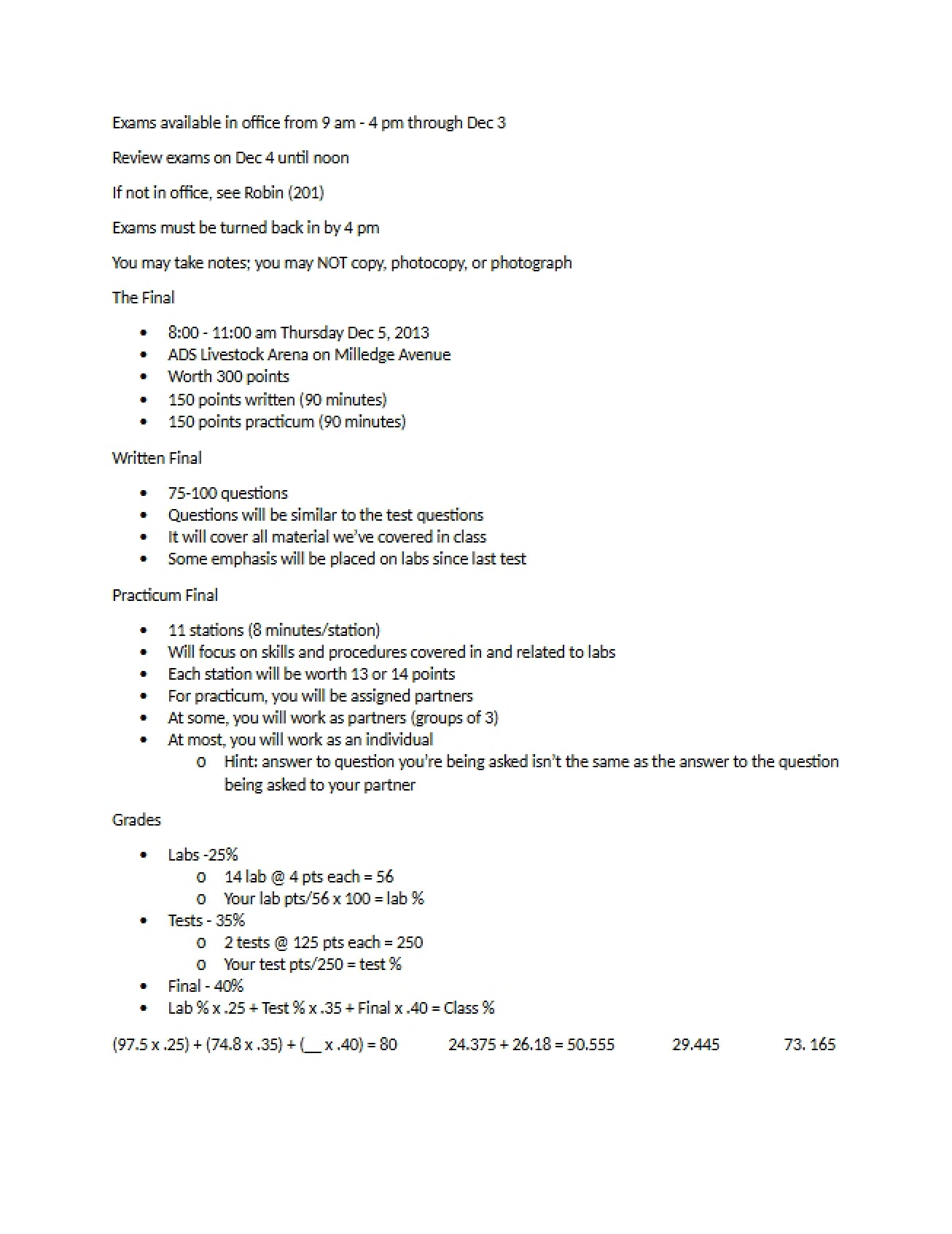 Notes from November 12, 2013