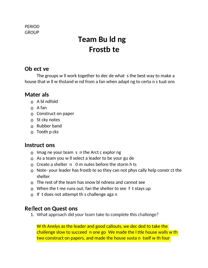 Frostbite Activity Guide - Team Building