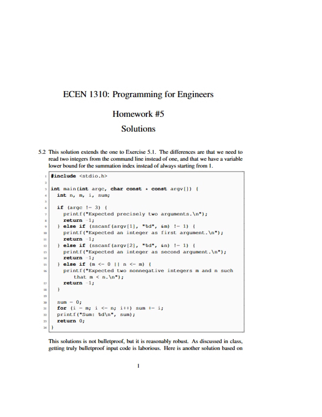 Solution 5 for C and MATLAB Programming