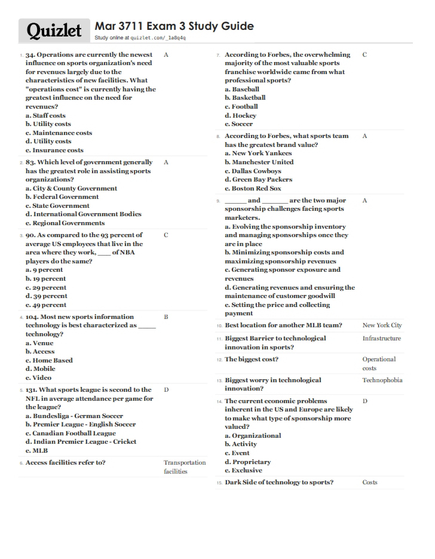 Guide for Exam Three