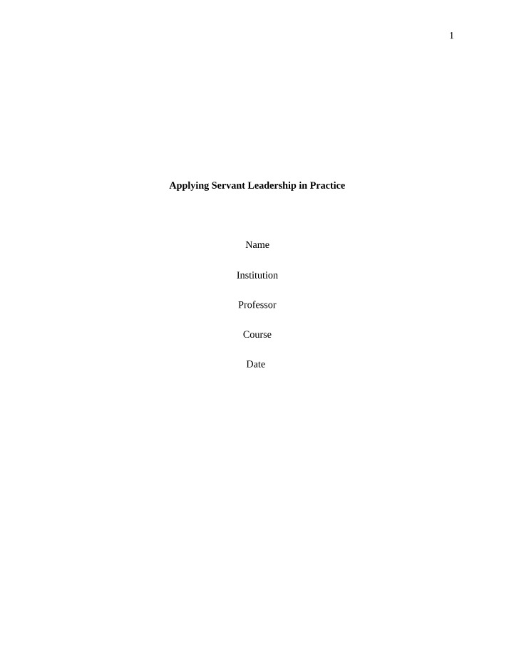Practicing Servant Leadership