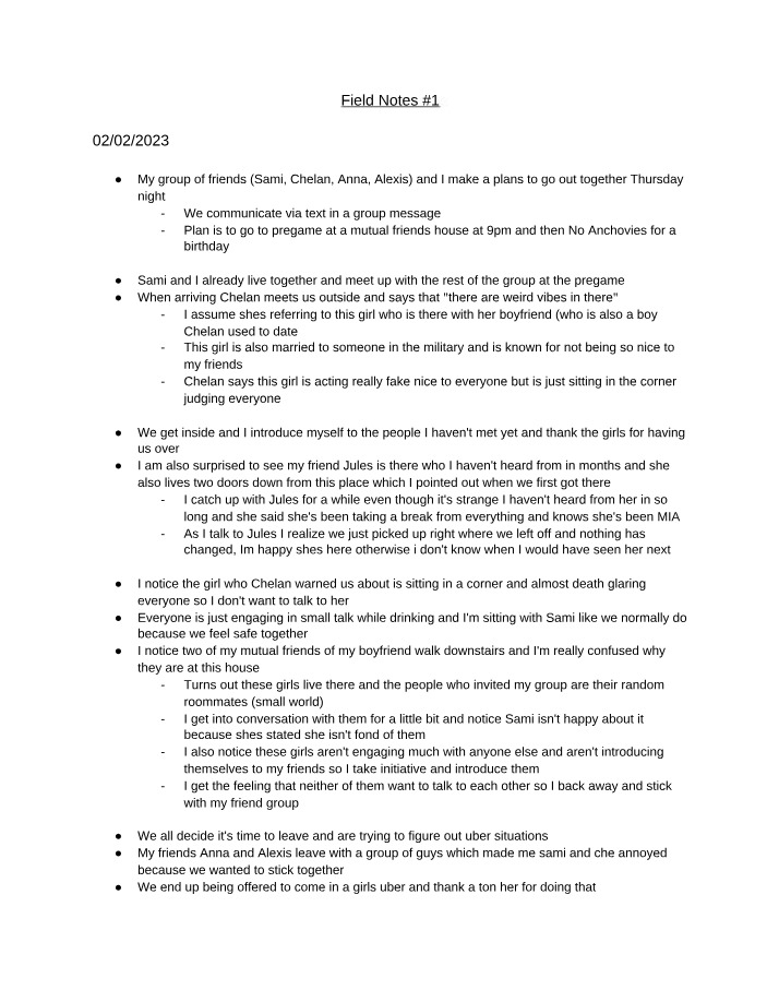 COMM 411 - Field Notes